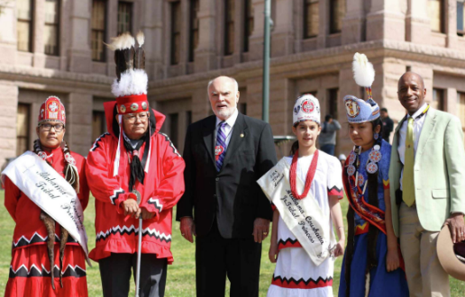 Group of Coushatta Native Americans in front of the Capitol Building